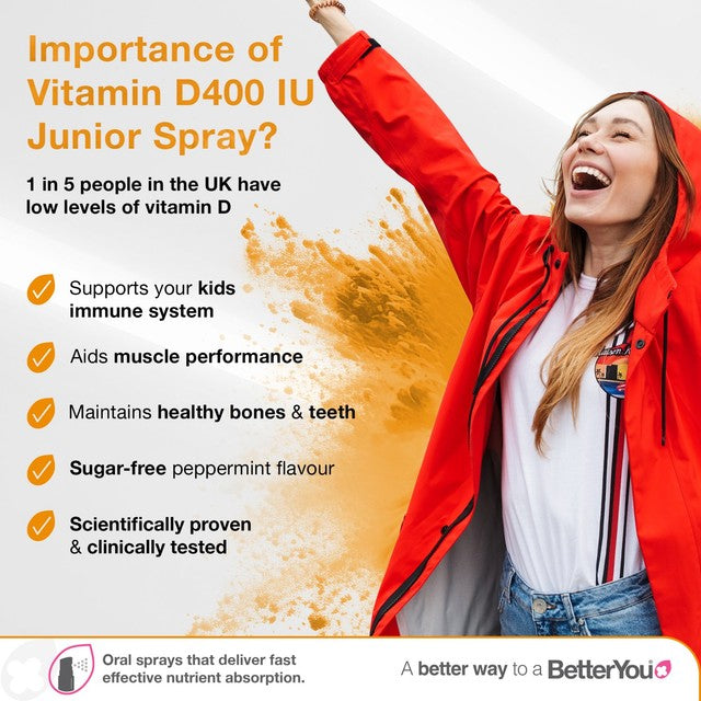 BetterYou D400 Kids Vitamin D Natural Peppermint Oral Spray 15ml - British product