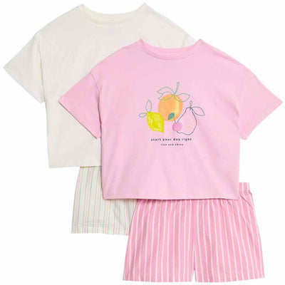 M&S M&S Fruktbroderi Plassering Shortie Elfenben Pyjamassett 8-9 År- Kjøp online hos McGrocer