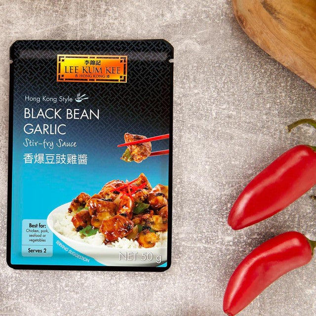 Lee Kum Kee black bean garlic stir-fry sauce 50g, UK version