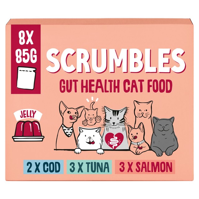 Scrumbles wet cat food pouch fish selection 8x85g (British brand)