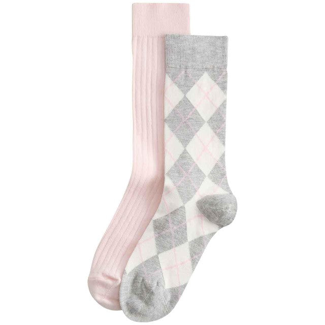M&S womens argyle crew socks light grey mix (British brand)