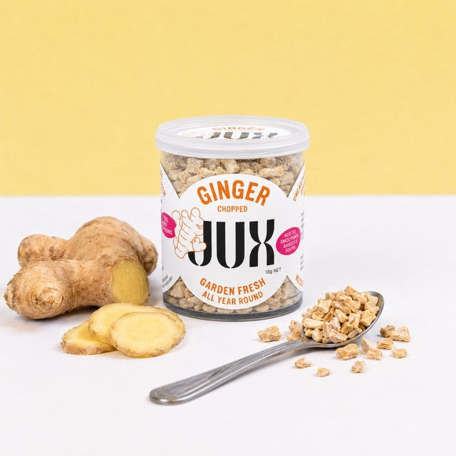 Jux freeze-dried ginger pieces, imported from the UK