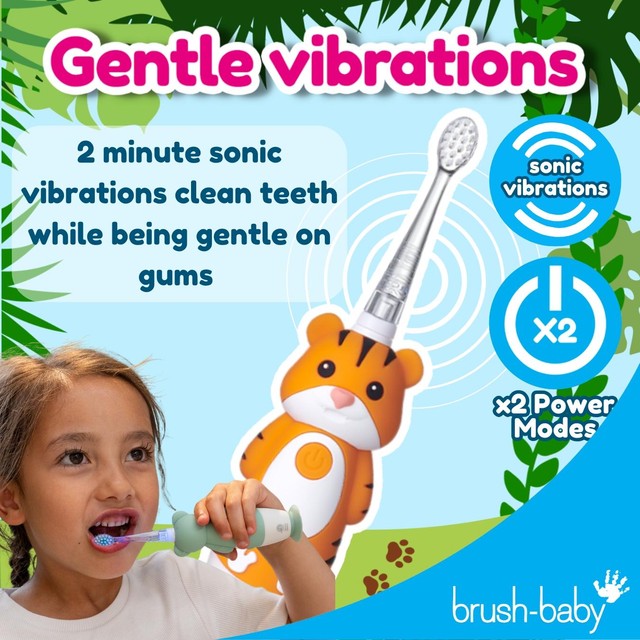 Brush-Baby Toby Tiger electric toothbrush for kids - British product