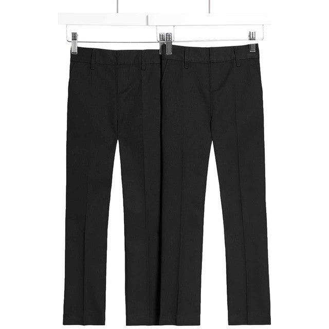 M&S Boys Slim Leg School Trousers Black 9-10 Years, imported from the UK