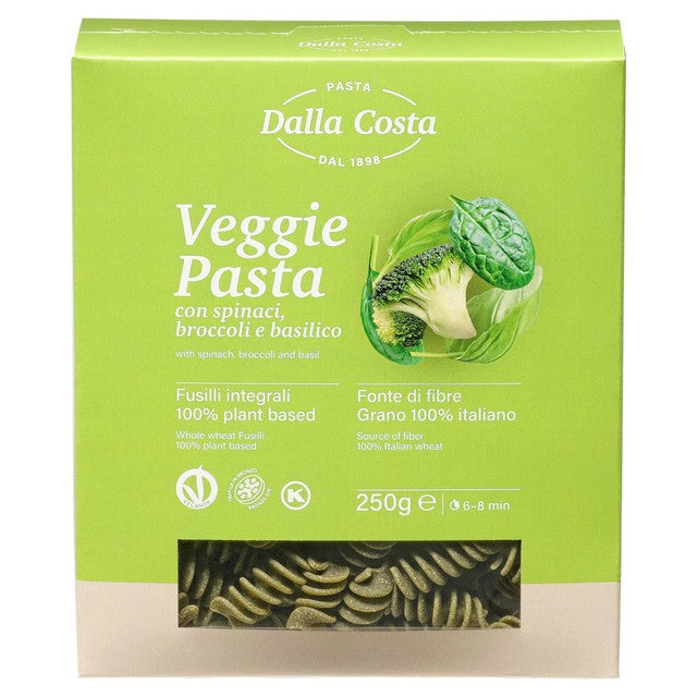 Dalla Costa veggie pasta with spinach, broccoli, basil 250g - British product