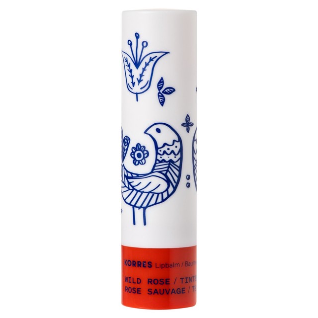 Korres Wild Rose tinted lip balm tub, imported from the UK
