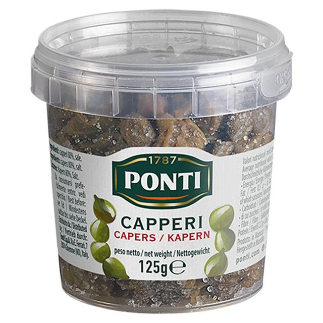 Ponti capers in salt 125g, imported from the UK