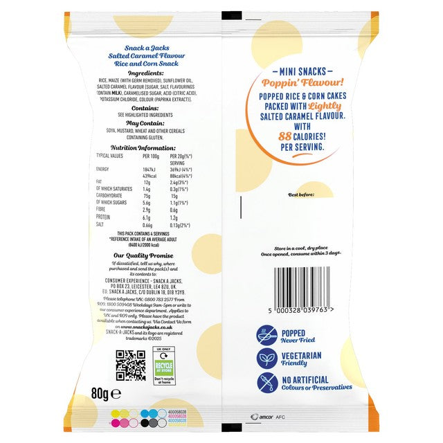 Snack a Jacks lightly salted caramel rice cakes 80g, UK version
