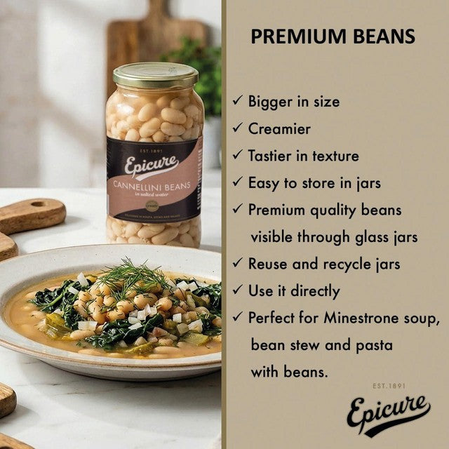 Epicure cannellini beans in water jar - British product