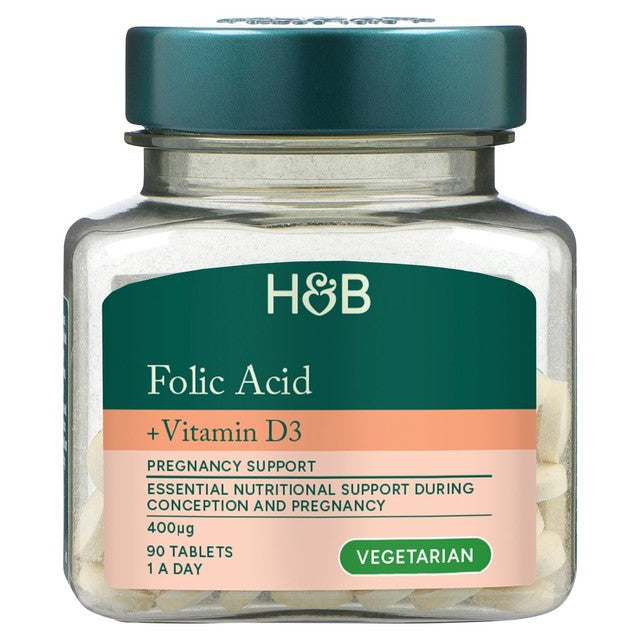 Holland & Barrett Folic Acid Vitamin D3 pregnancy tablets 90 tablets, UK version