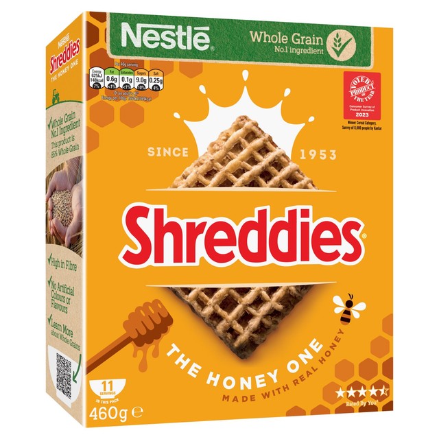Nestle Shreddies honey malted wheat cereal 460g (British brand)