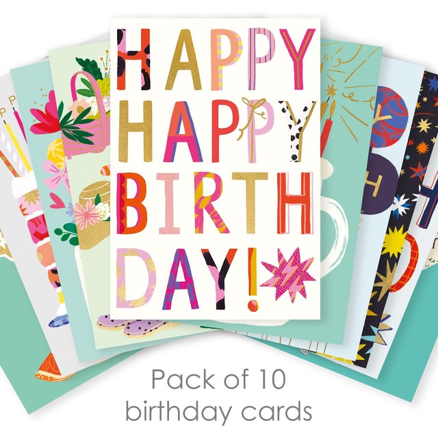 Abacus adult birthday card bundle of 10 - British product