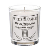 Price's Candles Open Window odour eliminating jar candle 83mm x 74mm, imported from the UK