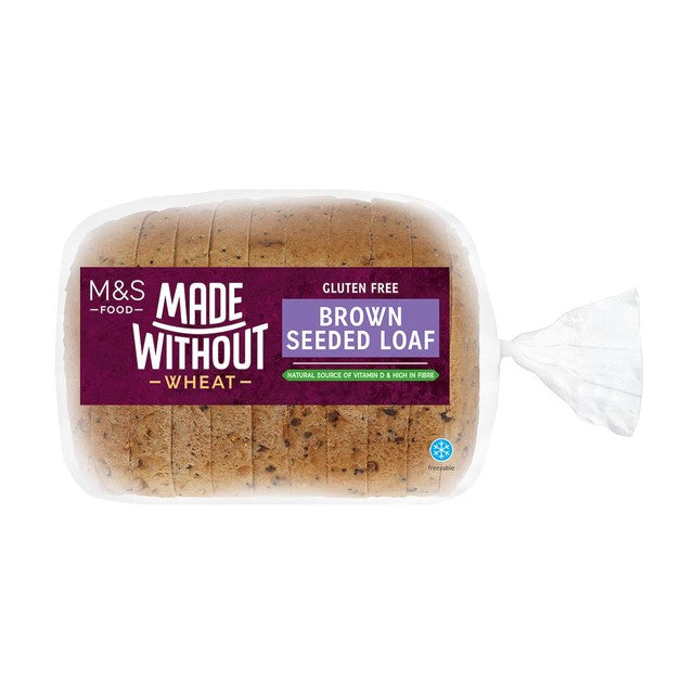 M&S brown seeded gluten-free bread loaf 400g, imported from the UK