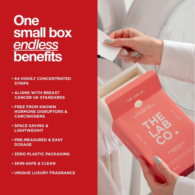 The Lab Co. non-bio laundry detergent sheets with energising scent for 64 loads (British brand)