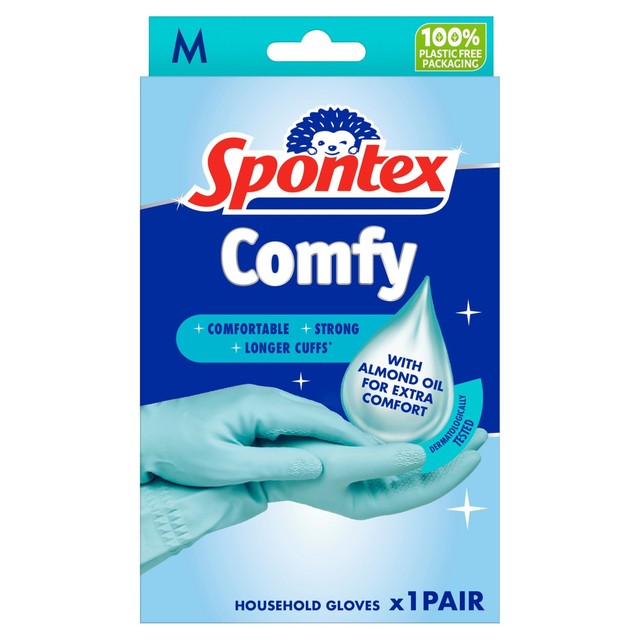 Spontex Soft Hands Rubber Gloves M/L With Almond Oil, UK version