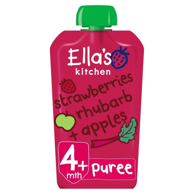 Ella's Kitchen baby puree with strawberries, rhubarb, apples 120g - British product