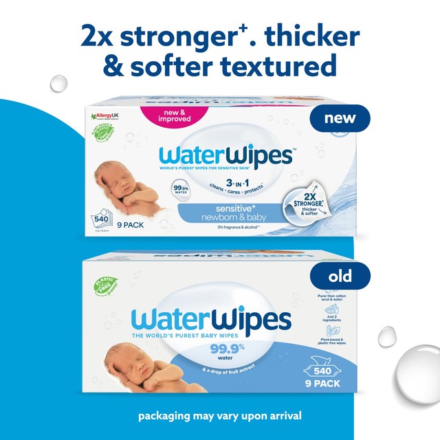 WaterWipes sensitive newborn baby wipes 540 wipes (British brand)