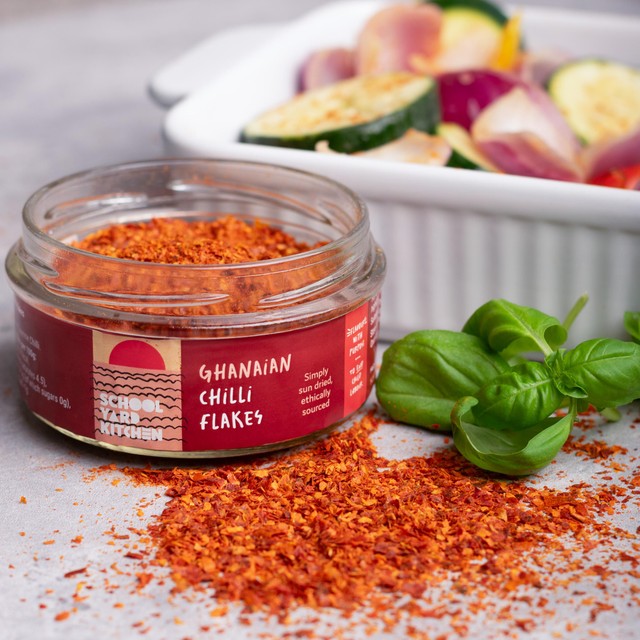 School Yard Kitchen Ghanaian chilli flakes, imported from the UK