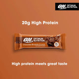 Optimum Nutrition chocolate brownie protein bar 65g, imported from the UK