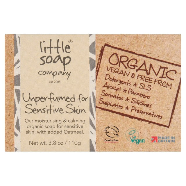 Little Soap Company Organic Bar Soap Unperfumed 110g, imported from the UK