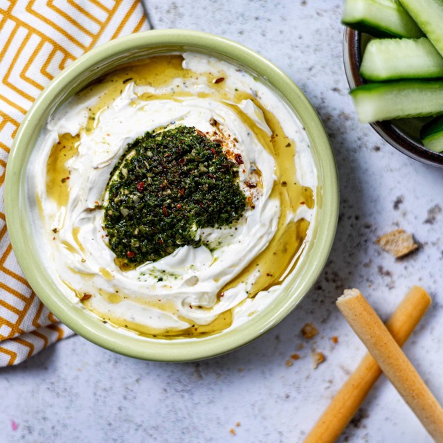 M&S Labneh Dip with Herb Dressing 170g, imported from the UK