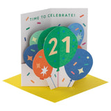 M&S 21st birthday balloons card, imported from the UK