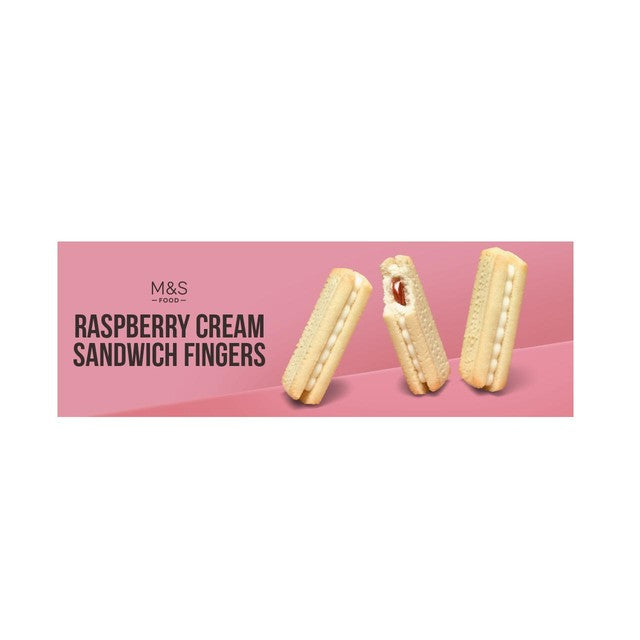 M&S Raspberry Cream Sandwich Fingers biscuits 2 x 150g, imported from the UK
