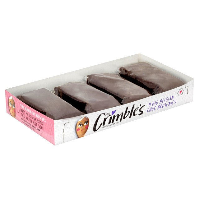 Mrs Crimble's gluten free Belgian chocolate brownies 4 pack, imported from the UK