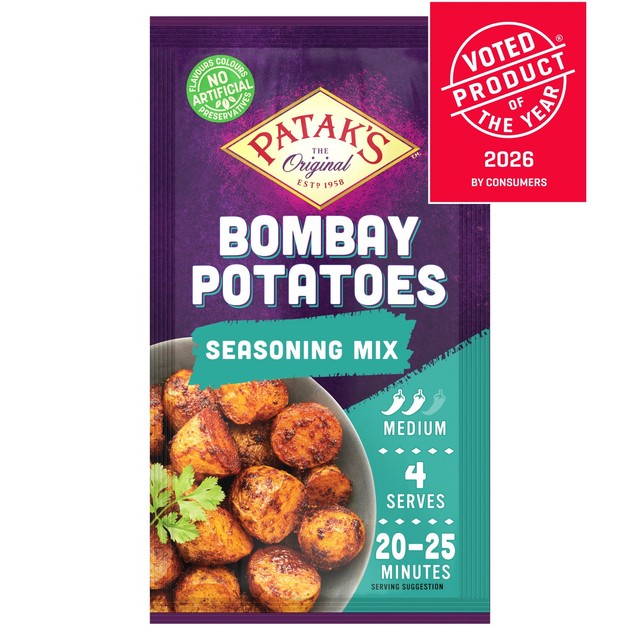 Pataks Bombay Potatoes spice mix sachet, UK version