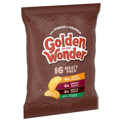 Golden Wonder Meaty Crisps Multipack Assorted Flavours Potato Crisps 16 Packs