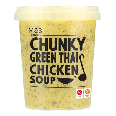Soupe M&S poulet thaï vert épais aux nouilles de riz - Soupe 600g