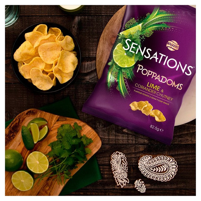 Walkers Sensations lime and coriander chutney poppadoms 82.5g (British brand)