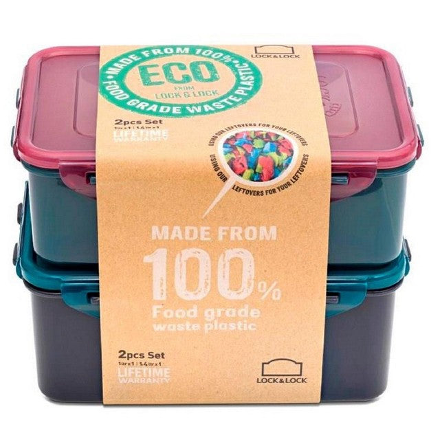 LocknLock Eco food storage containers 1L and 1.4L set, UK version