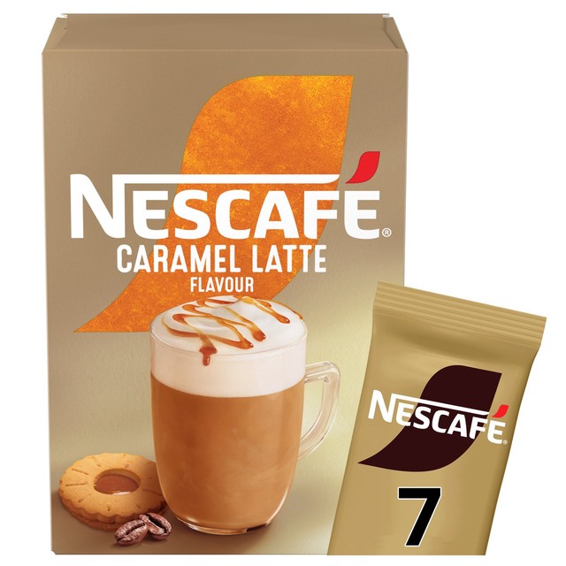 Nescafe Caramel Latte instant coffee 7 sachets, imported from the UK