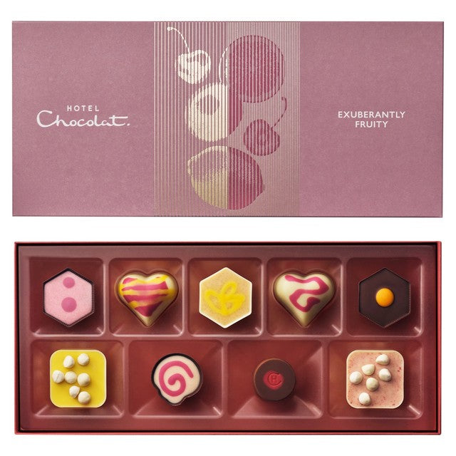 Hotel Chocolat Exuberantly Fruity chocolate box with nine flavours, UK version