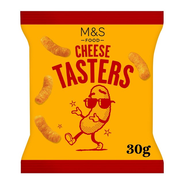 M&S Cheese Tasters cheese flavour corn snacks 30g, imported from the UK