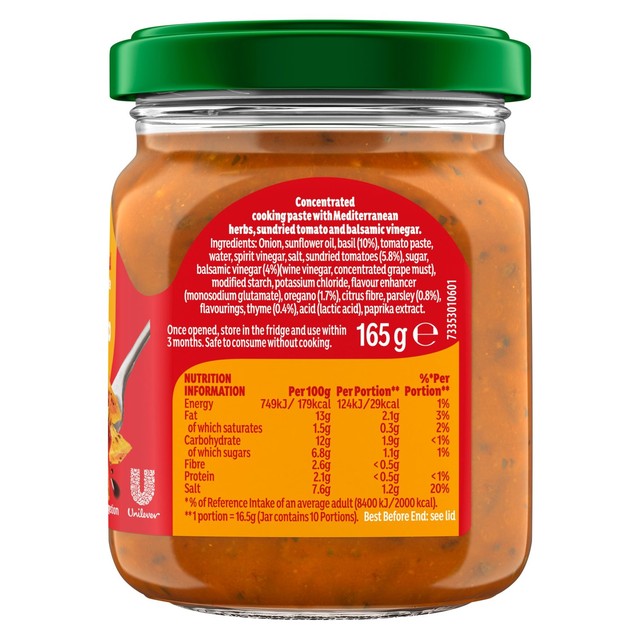 Knorr Sundried Tomato & Herbs Cooking Paste 165g, UK version
