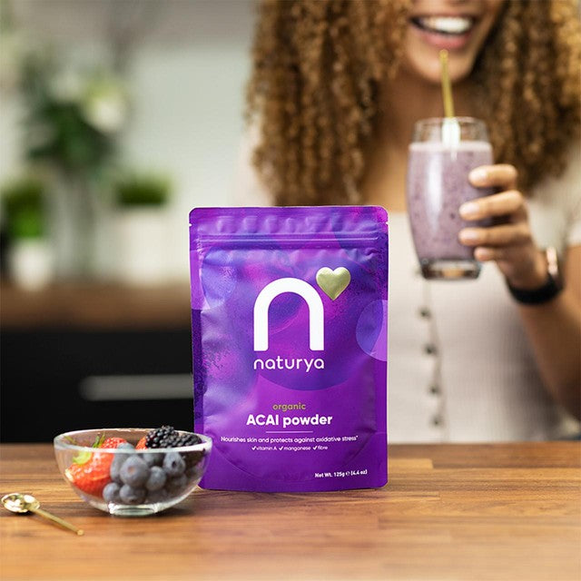 Naturya Organic Acai Powder 125g, imported from the UK