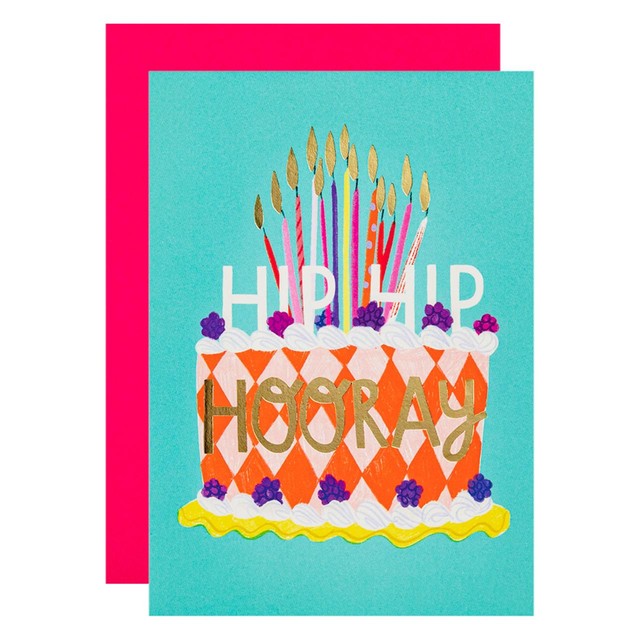 M&S Hip Hip Hooray birthday card with gold foil (British brand)