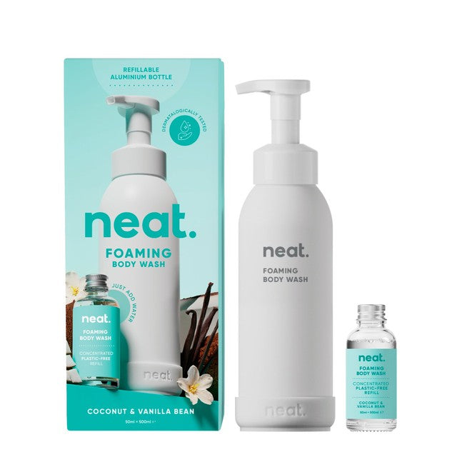 Neat Foaming Body Wash Coconut & Vanilla Bean 500ml, imported from the UK