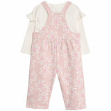 M&S wide leg flower dungaree set pink 9-12 months, imported from the UK