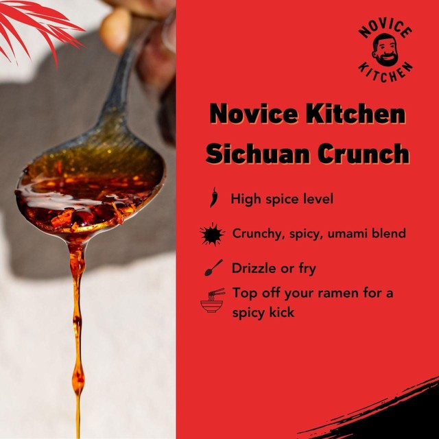 Novice Kitchen Sichuan Crunch Chilli Oil 190g, imported from the UK