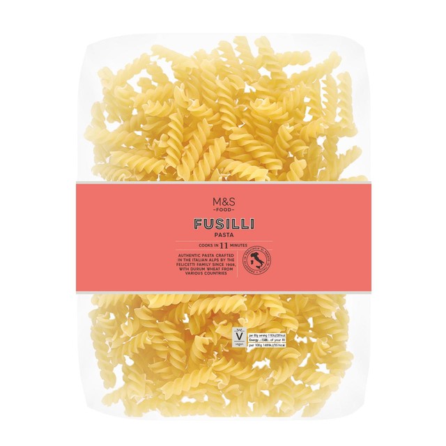 M&S Fusilli pasta 500g, imported from the UK