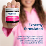 Optibac probiotics women's wellbeing supplement capsule jar, UK version