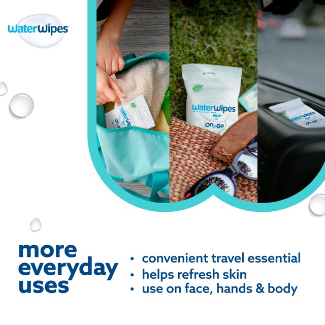 WaterWipes Sensitive+ On-The-Go baby wipes 10 wipes (British brand)