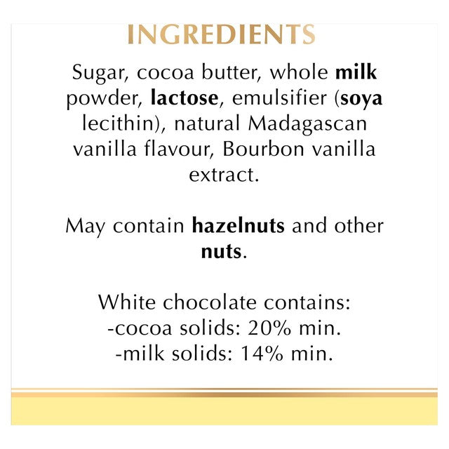 Lindt natural vanilla white chocolate bar 100g, UK version
