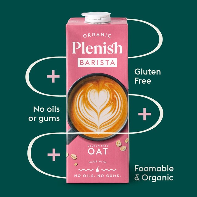 Plenish Organic Oat Barista Drink 1L, imported from the UK
