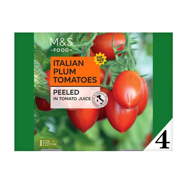 M&S Italian Peeled Plum Tomatoes 4 x 400g, imported from the UK