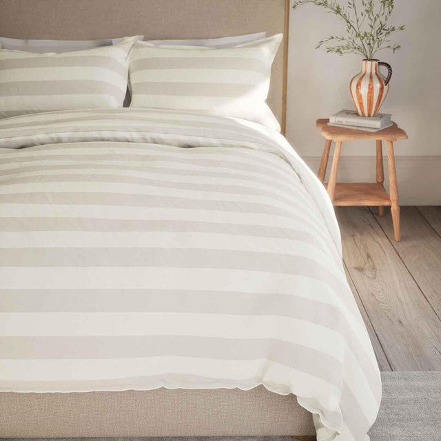 M&S linen striped bedding set double, UK version